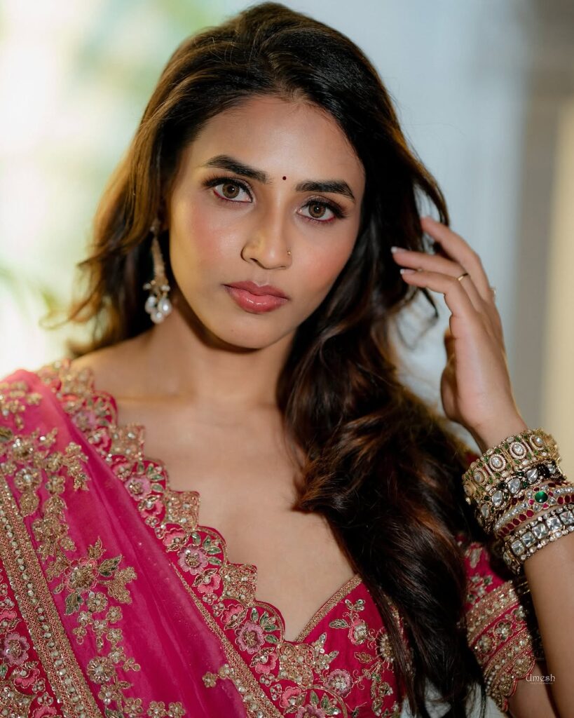 Sapthami Gowda Shines in Stunning Red Saree