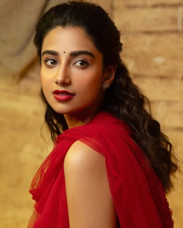 Meenakshi Chaudhary's Stunning Photoshoot in Red Salwar Suit
